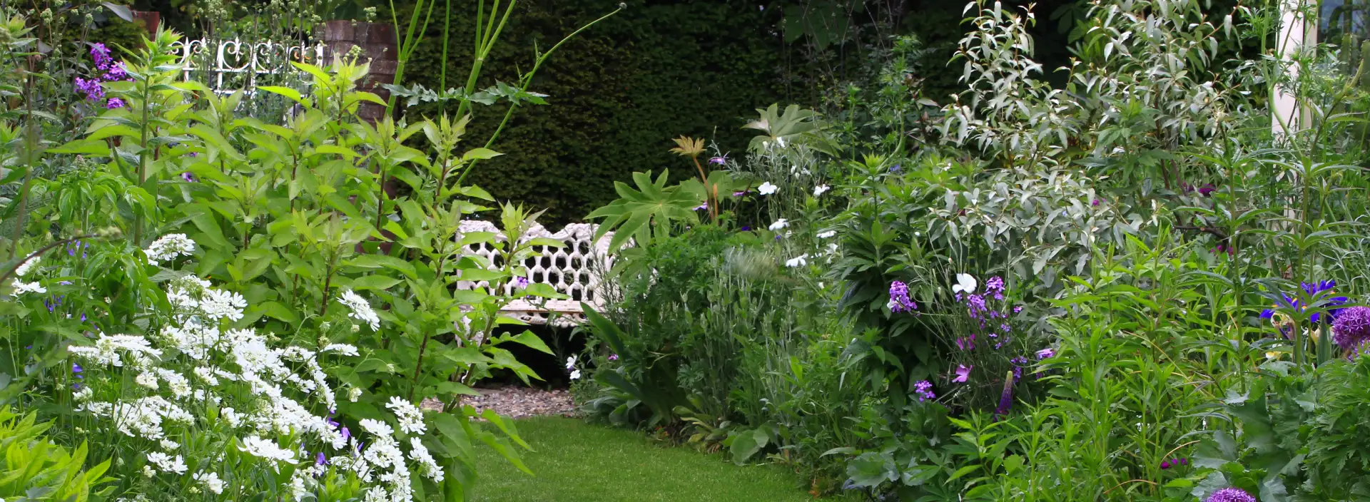 Long blue view to white chair banner